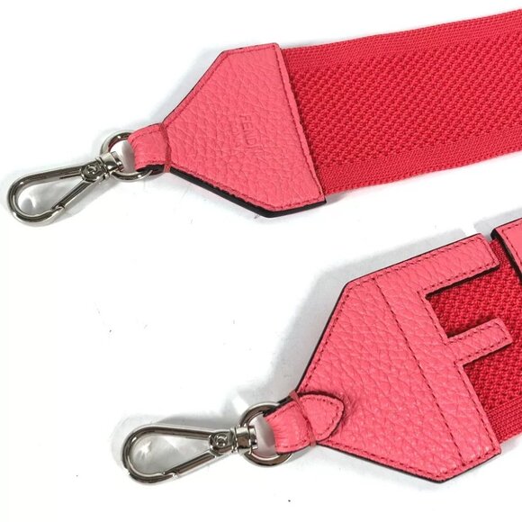 FENDI Strap you mesh logo Shoulder strap Leather/Canvas pink Unused - Picture 7 of 7